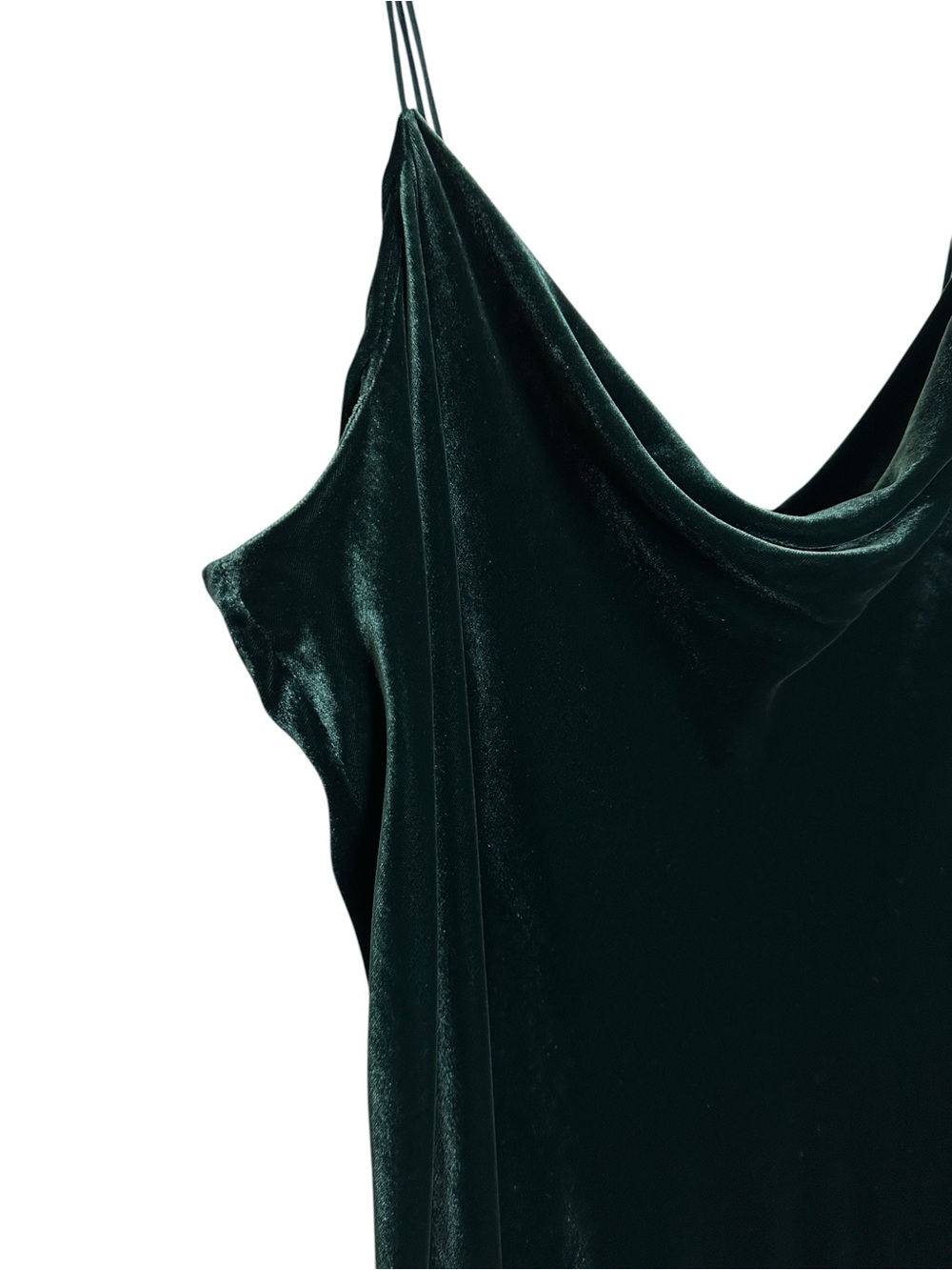 BANANA REPUBLIC Rita Velvet Maxi Dress XL Green Silk Blend Cowl Neck Bias Cut - Picture 5 of 15